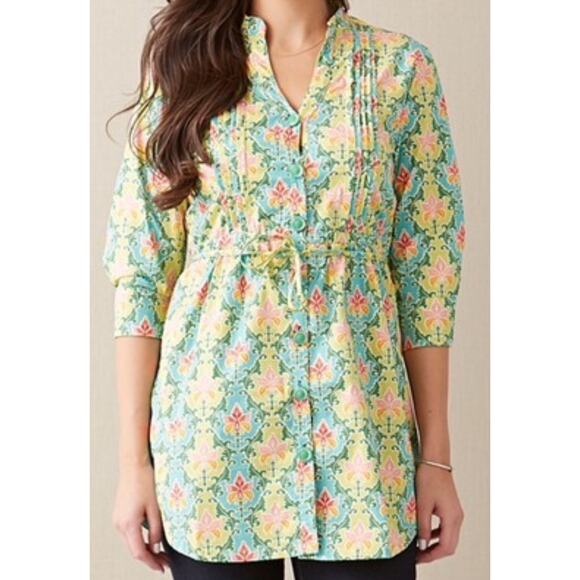 Matilda Jane Women’s Size Medium Cotton Blend Green‎ Acres Tunic Top - Picture 2 of 7